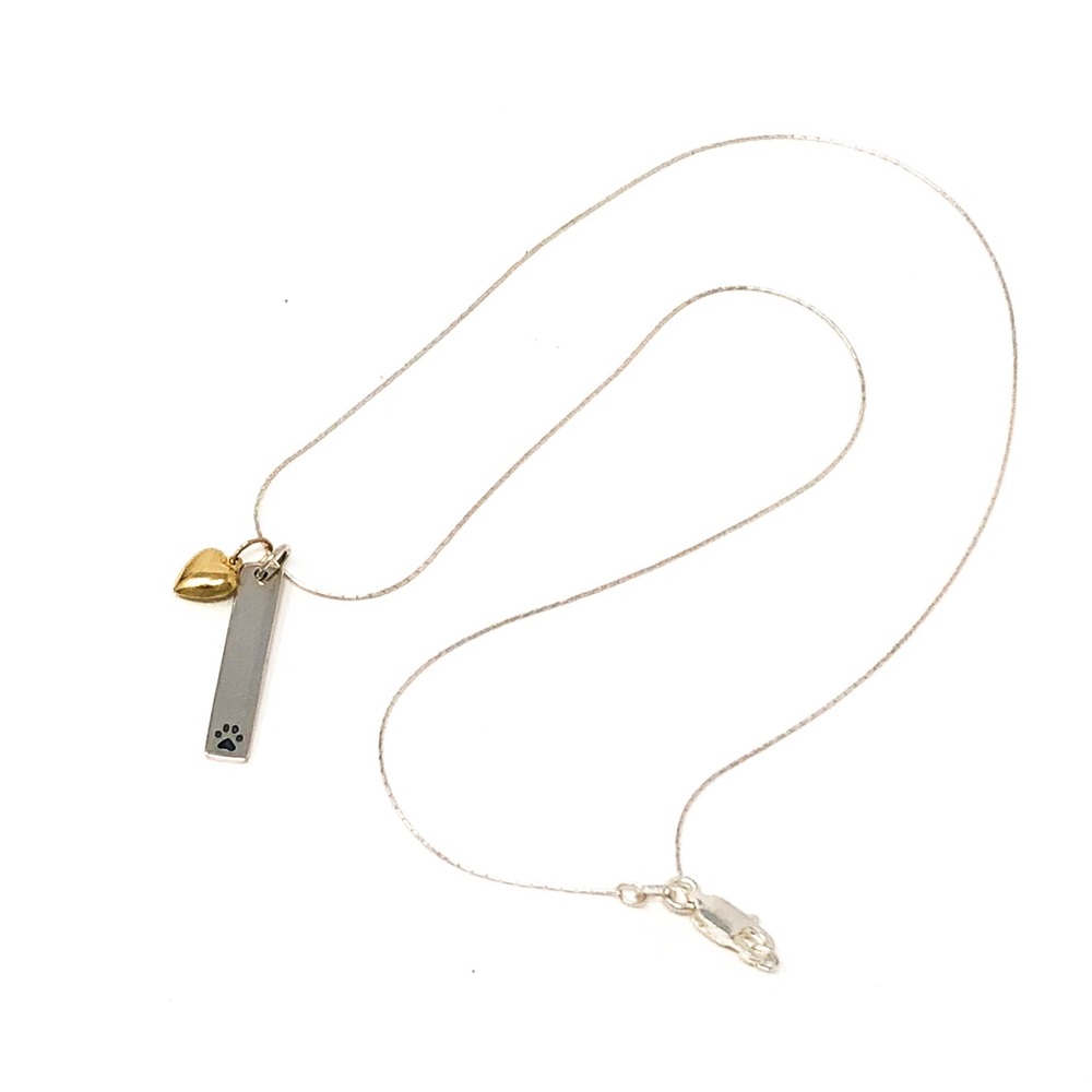 14KY Gold & Sterling Silver “Paw-Print” Necklace